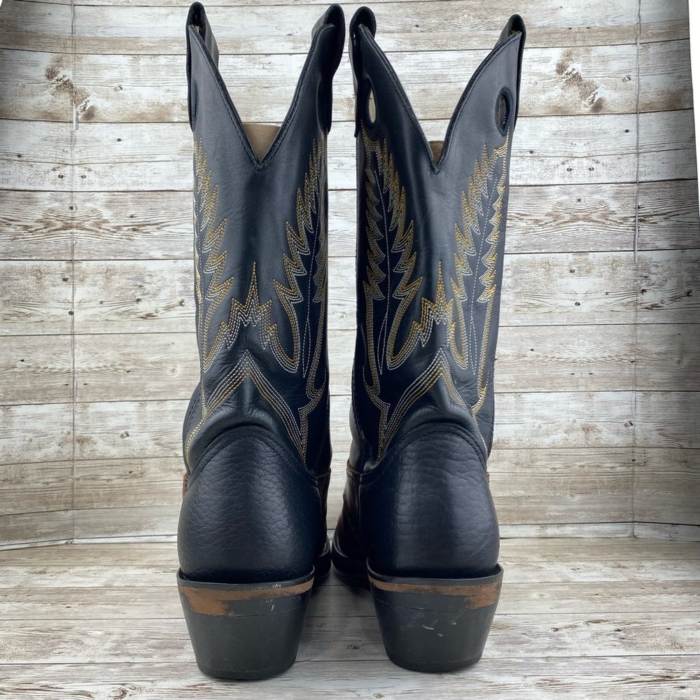 Durango Cowboy Black & Brown Pull On Leather Boots- Mens size 8.5 EE - Picture 5 of 17